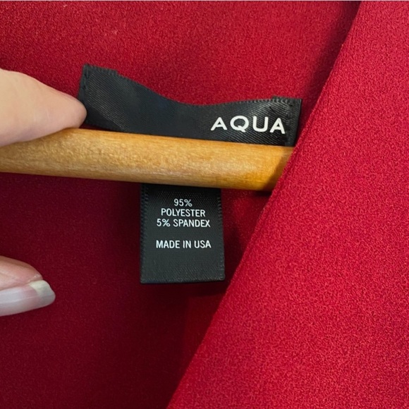 NWT Aqua 4 Bloomingdales Wide Leg Cropped Tie Waist Jumpsuit Stretch Red Wine S - Picture 6 of 7